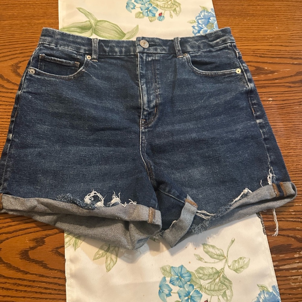 American Eagle Outfitters Blue Jean Shorts High-Waisted Distressed